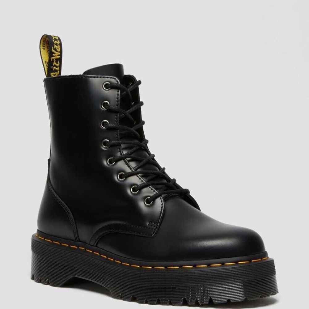Dr. Martens Jadon Platform Leather Women's Boot - Black Polished Smooth Size US7 - Picture 5 of 10